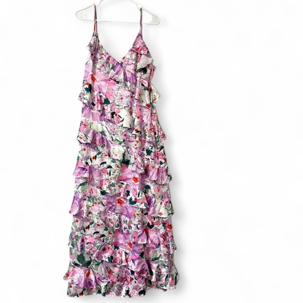 Belle Badgley Mischka Floral Ruffle Max Dress – Size 12. NWT